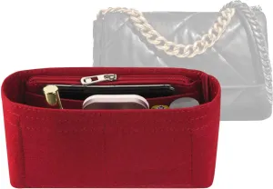 Lckaey 19 Flap Small Bag felt Organizer storage cosmetic bag chain black gold inner Bag Insert 1016red-S