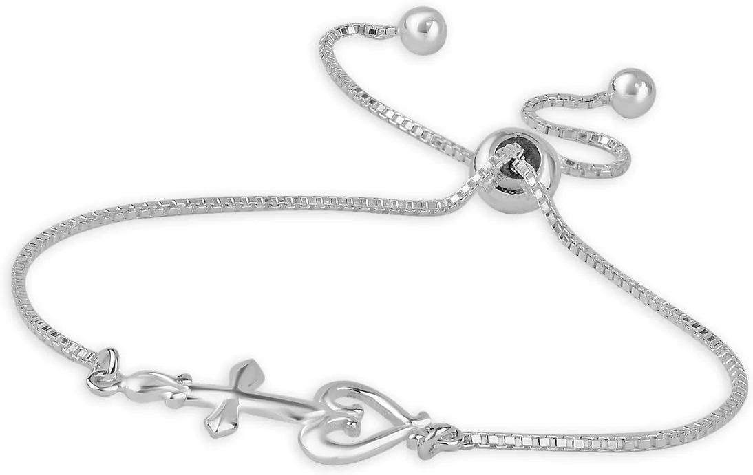 LeCalla 925 Sterling Silver Bracelets Jewelry | Italian Handmade Adjustable Sliding Bolo Bracelet for Women