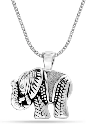 LeCalla 925 Sterling Silver Elephant Necklace for Women | Animal Necklace Pendant Gift for Animal Lover | Good Luck Elephant Pendant Necklace Jewelry