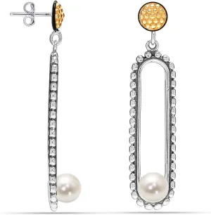 LeCalla 925 Sterling Silver Freshwater Pearl Earring for Women | Freshwater Cultured Pearl Drop Earring for Wedding Jewelry Gift for Women