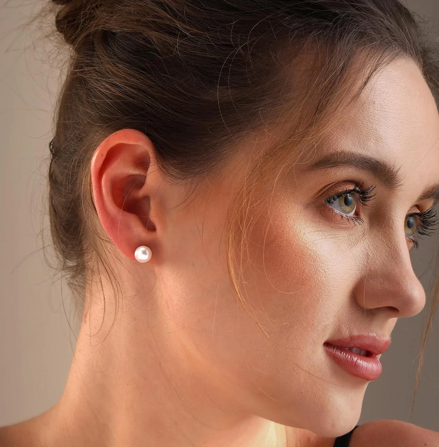 LeCalla 925 Sterling Silver Freshwater Pearl Stud Earrings for Women | Round White Pearls | 14K Gold Plated Jewelry| Handpicked Freshwater Cultured Stud Pearl Earrings (5mm-10mm)