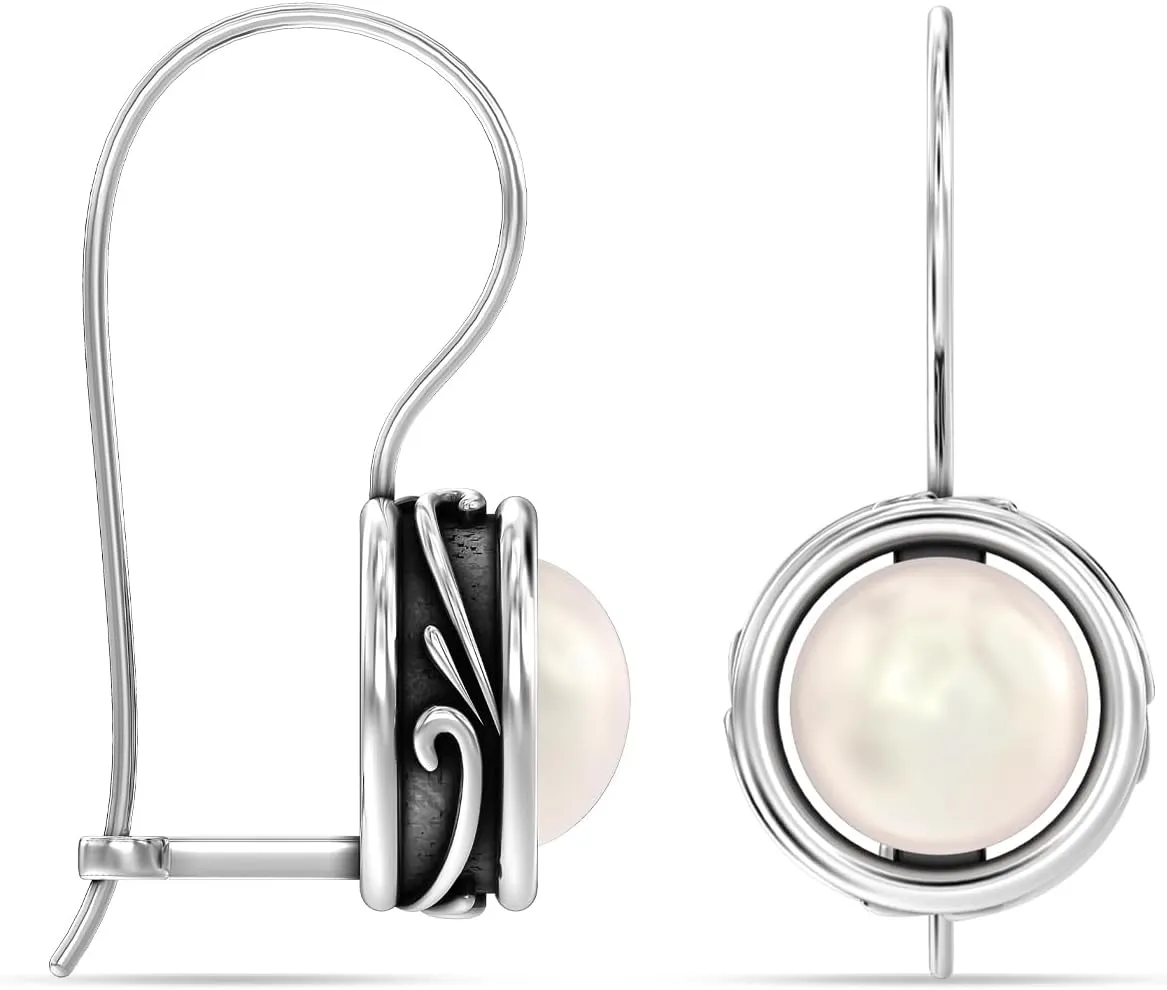 LeCalla 925 Sterling Silver Hammered Earrings Lightweight Italian Classic Handmade Textured Hammered Drop Dangle Earring for Women