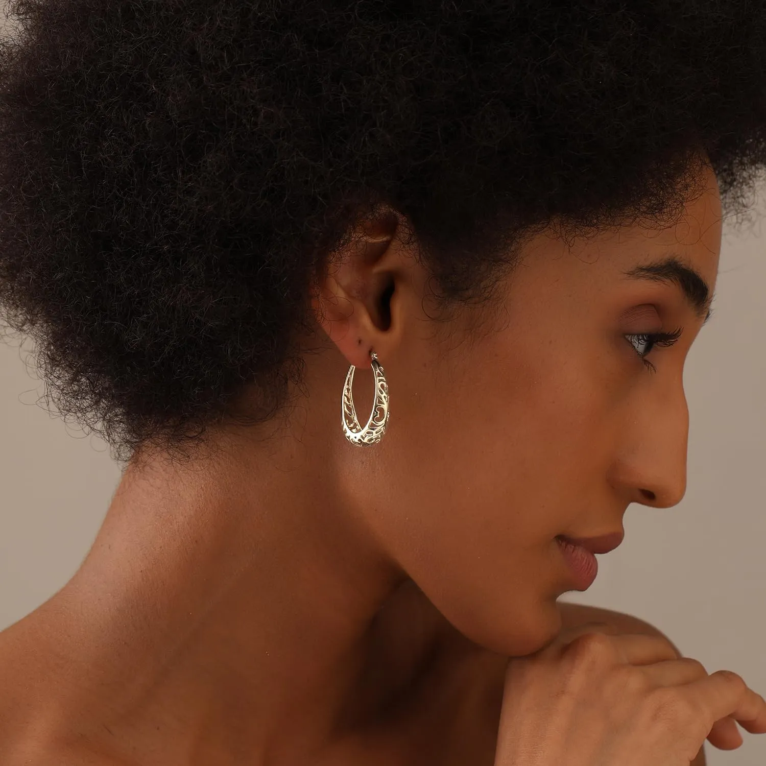 LeCalla 925 Sterling Silver Hoop Earrings | Women's Filigree Hoop Earrings | Openwork Mesh Filigree Cut Earring | Lightweight & Hypoallergenic Vintage Hoop Earrings for Women