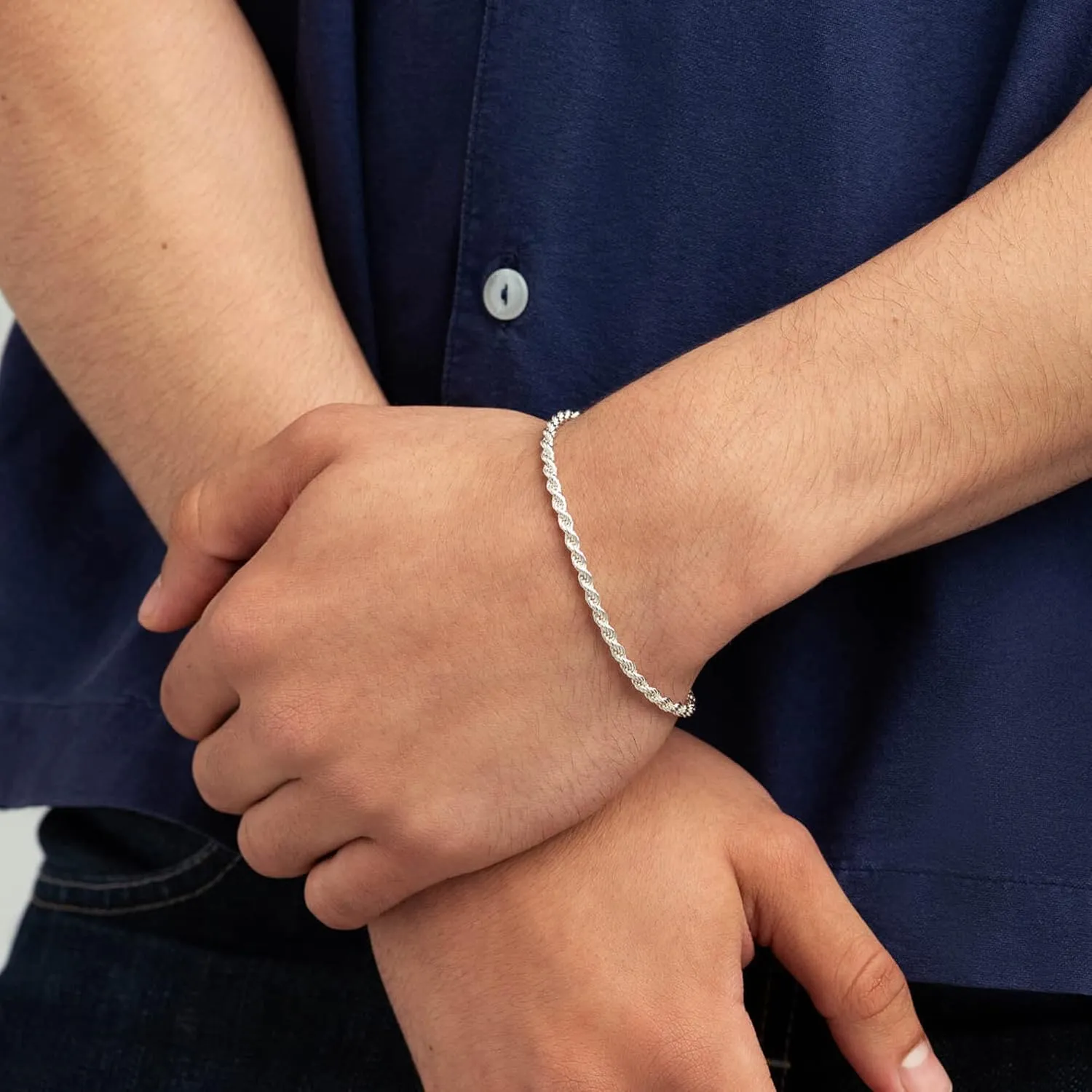 LeCalla 925 Sterling Silver Italian 4 MM Classic Diamond-Cut Rope Chain Link Bracelet for Women Men, Made in Italy (6.5, 7, 7.5, 8, 8.5, 9 Inches)