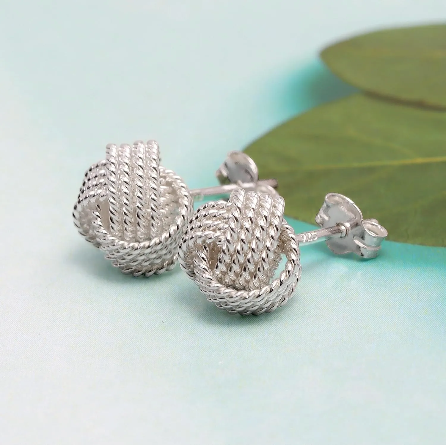 LeCalla 925 Sterling Silver Love-Knot Earring Stud Jewelry Italian Design Lightweight Twisted Love Knot Stud Earrings for Women