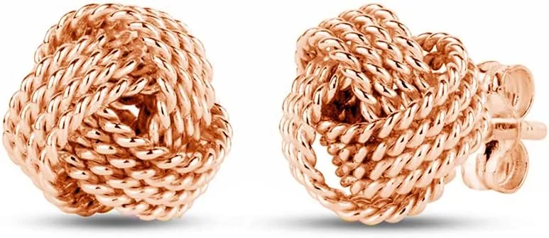 LeCalla 925 Sterling Silver Love-Knot Earring Stud Jewelry Italian Design Lightweight Twisted Love Knot Stud Earrings for Women