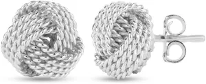 LeCalla 925 Sterling Silver Love-Knot Earring Stud Jewelry Italian Design Lightweight Twisted Love Knot Stud Earrings for Women