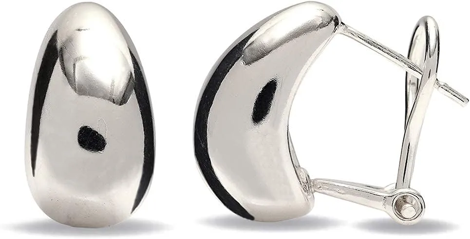 LeCalla 925 Sterling Silver Omega Back Earrings for Women | Pierced Stud Earrings Gift for Her, Wife or Girlfriend | Classic Omega Back Stud Earrings Jewelry for Daily Wear or Special Occasions