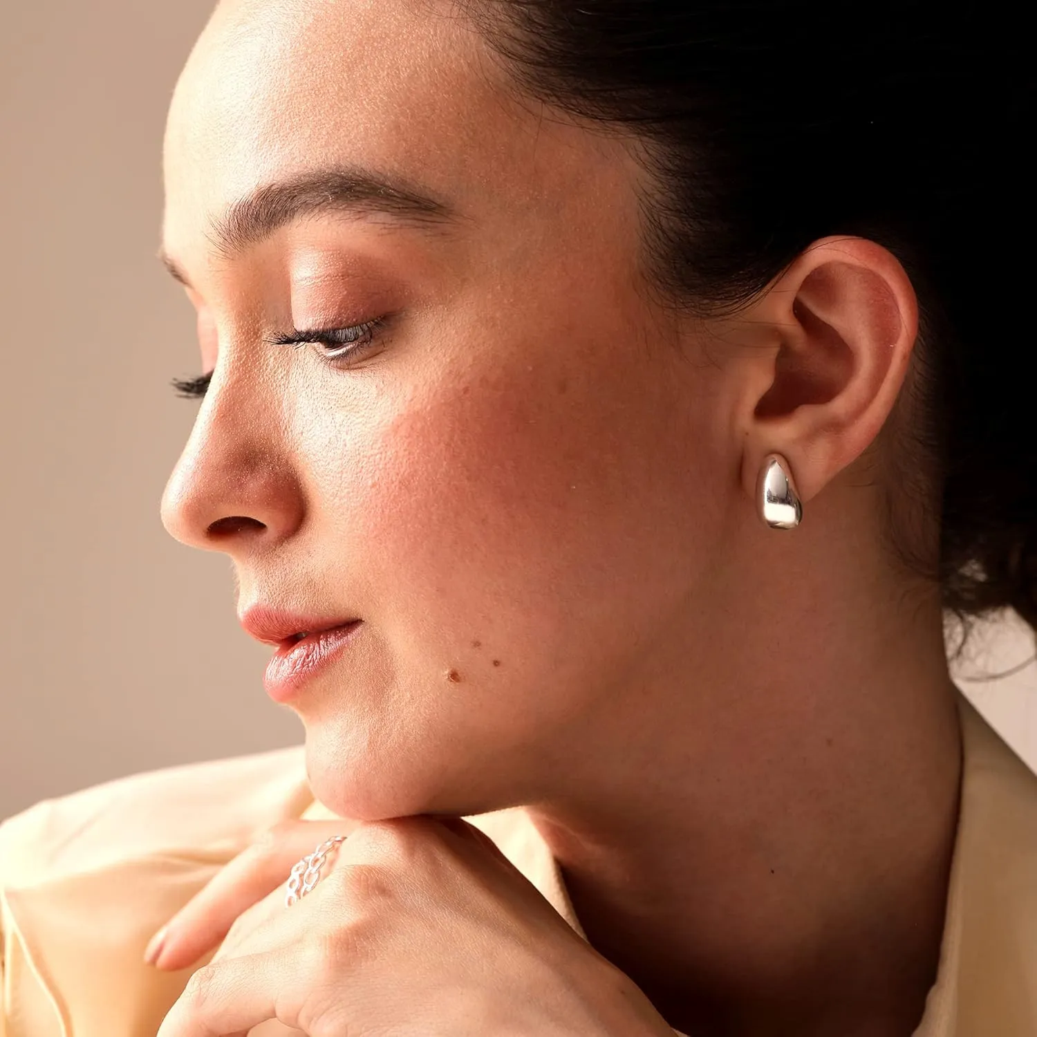 LeCalla 925 Sterling Silver Omega Back Earrings for Women | Pierced Stud Earrings Gift for Her, Wife or Girlfriend | Classic Omega Back Stud Earrings Jewelry for Daily Wear or Special Occasions
