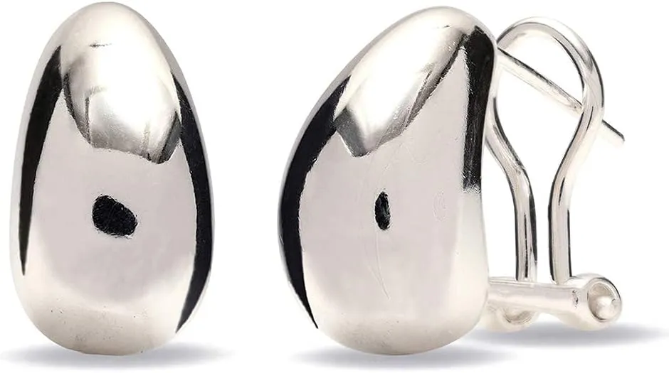 LeCalla 925 Sterling Silver Omega Back Earrings for Women | Pierced Stud Earrings Gift for Her, Wife or Girlfriend | Classic Omega Back Stud Earrings Jewelry for Daily Wear or Special Occasions