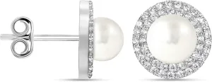 LeCalla 925 Sterling Silver Zirconia Stud Earrings Lightweight Fashion Pearl Stud Earring for Women Teen