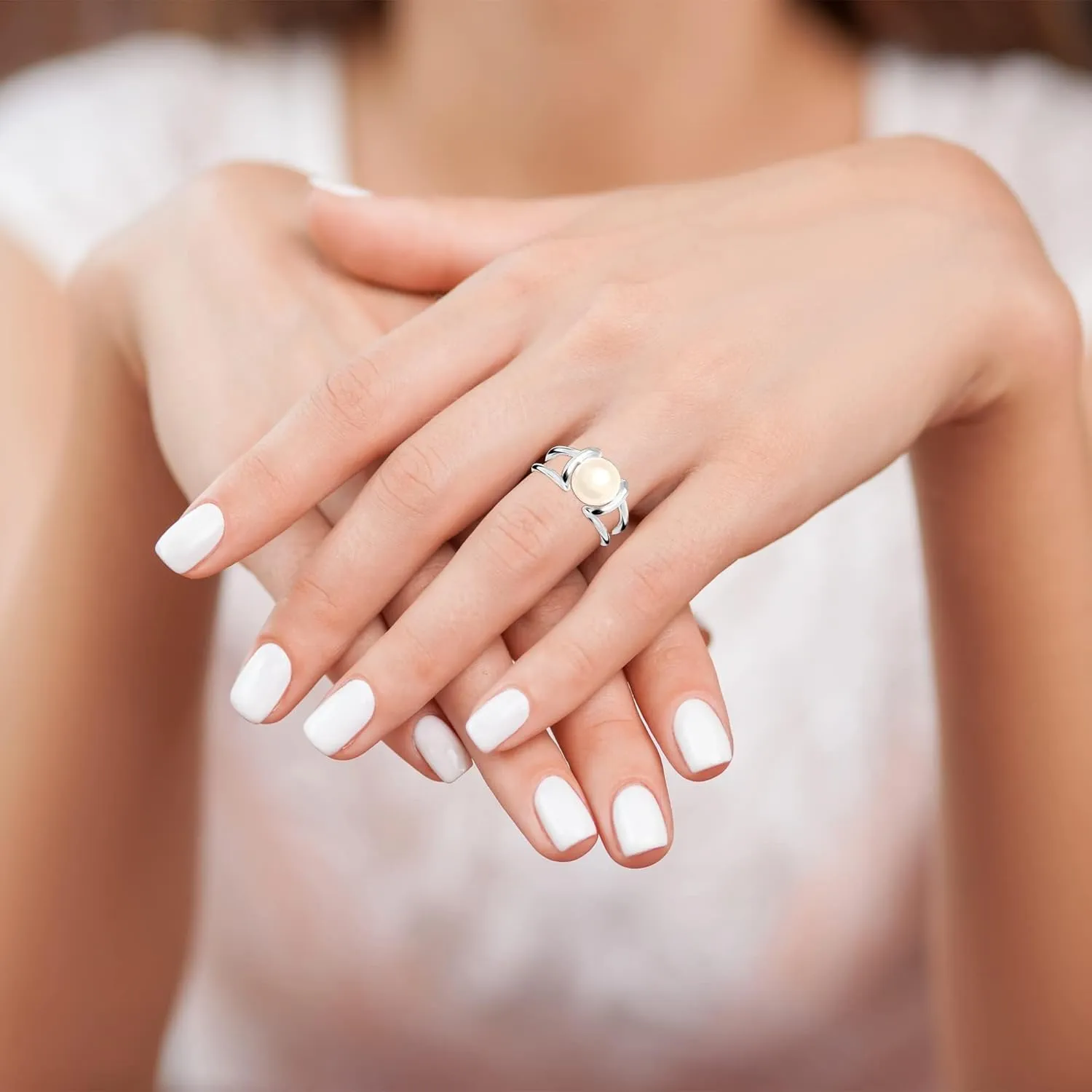 LeCalla Double Pearl Ring in 925 Sterling Silver | Women's Rings with Two Pearls | Birthday, Engagement, Anniversary, Wedding Jewelry Gift for Women(Sizes 5-9 No.)