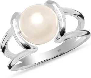 LeCalla Double Pearl Ring in 925 Sterling Silver | Women's Rings with Two Pearls | Birthday, Engagement, Anniversary, Wedding Jewelry Gift for Women(Sizes 5-9 No.)