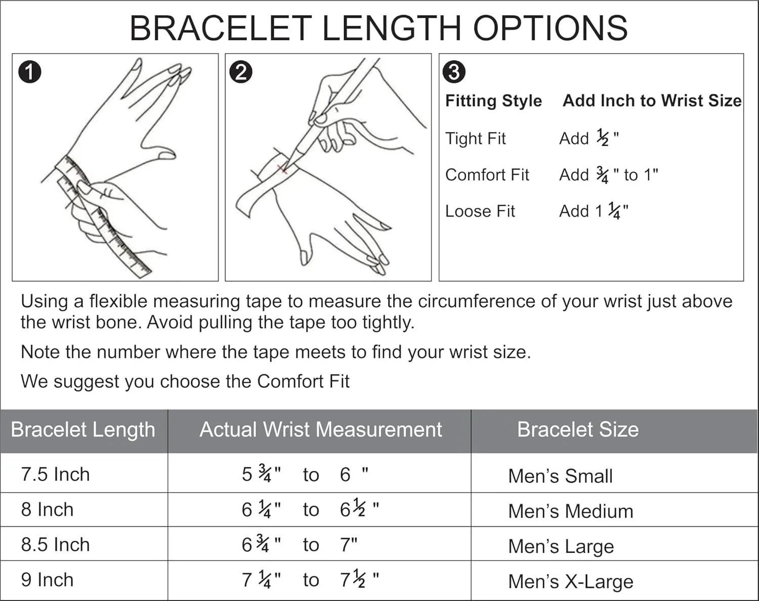 LeCalla Solid 925 Sterling Silver Men's Box Chain Bracelet | Italian Square Rolo Link Round Box Chain Bracelet for Men, Made in Italy (7.5, 8, 8.5, 9 Inches)
