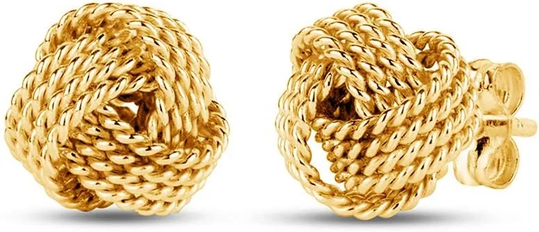 LeCalla Sterling Silver Love Knot Stud Earrings - Lightweight Italian Design Twisted Earrings for Women