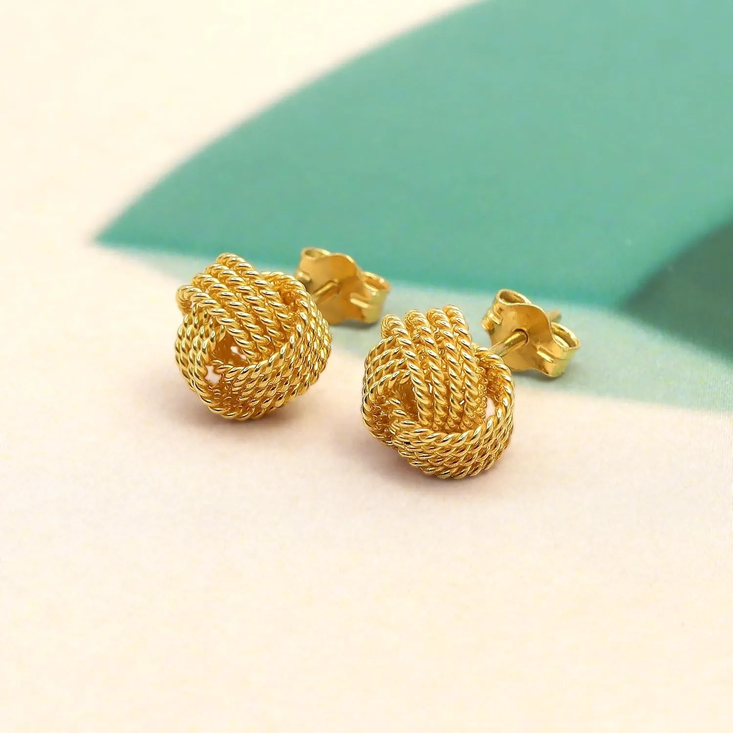 LeCalla Sterling Silver Love Knot Stud Earrings - Lightweight Italian Design Twisted Earrings for Women