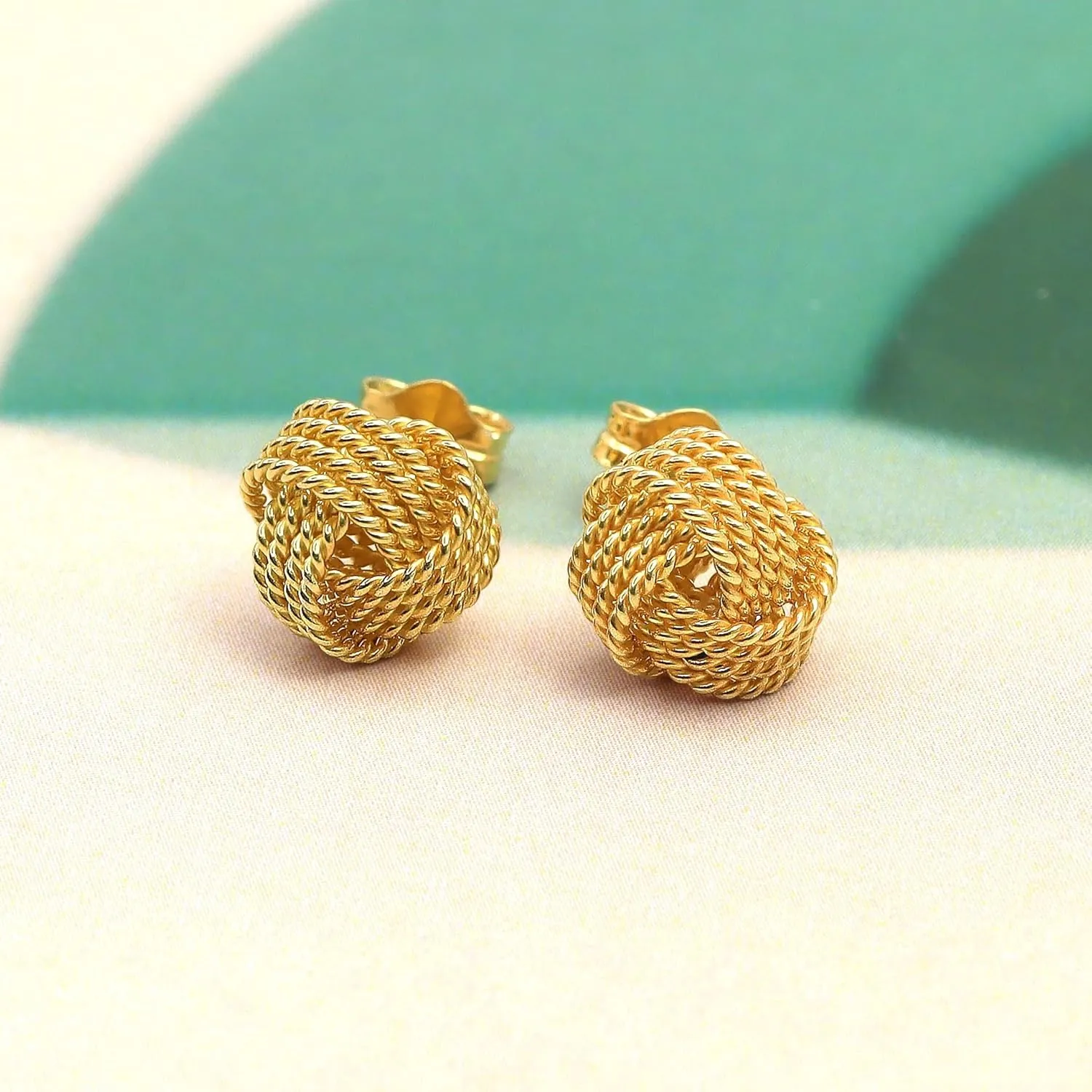 LeCalla Sterling Silver Love Knot Stud Earrings - Lightweight Italian Design Twisted Earrings for Women
