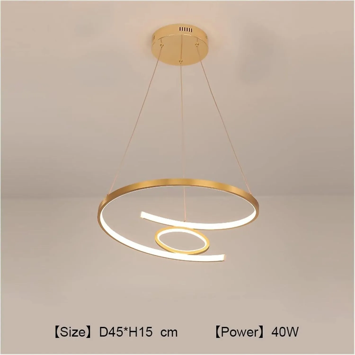 LED Modern Chandelier Lamp, Aluminum Pendant Lights Bar Dining Room Lamp Fixtures Modern LED Light Gold Hanglamp(D45)