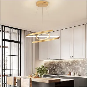 LED Modern Chandelier Lamp, Aluminum Pendant Lights Bar Dining Room Lamp Fixtures Modern LED Light Gold Hanglamp(D45)
