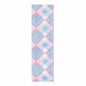 Light Blue and Blush Checkered Pattern Designed Grip Tape roll for Skateboards Decorative Grippy Waterproof Cruiser Griptape Cinta de agarre para patineta 33×9 Inch