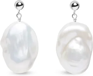LILY LUSTRE 14k Gold Plated 925 Sterling Silver Handpicked AAAA Quality Natural White Freshwater Cultured Irregular Fireball Baroque Pearl Drop Dangle Bridal Earrings for Women