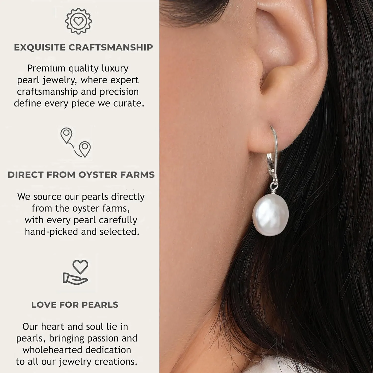 LILY LUSTRE Pearl Earrings | 14k Gold Plated/Filled 925 Sterling Silver Handpicked AAAA Quality Genuine Freshwater Cultured Round/Coin Shape Pearl Hoop/Leverback Drop Dangle Earrings for Women