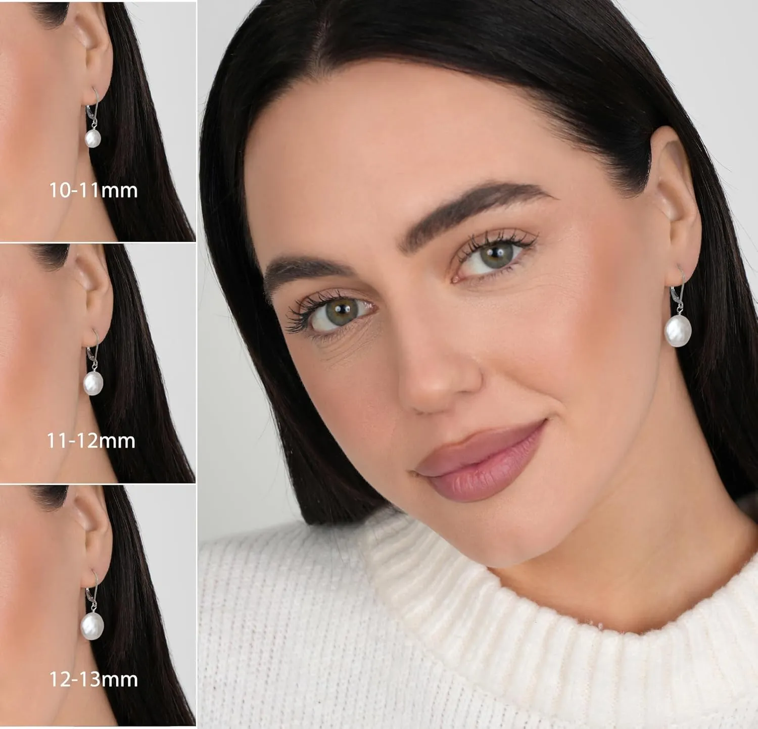 LILY LUSTRE Pearl Earrings | 14k Gold Plated/Filled 925 Sterling Silver Handpicked AAAA Quality Genuine Freshwater Cultured Round/Coin Shape Pearl Hoop/Leverback Drop Dangle Earrings for Women