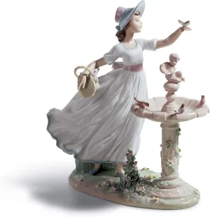 LLADRÓ Spring Joy Girl Figurine. Porcelain Girl Figure.