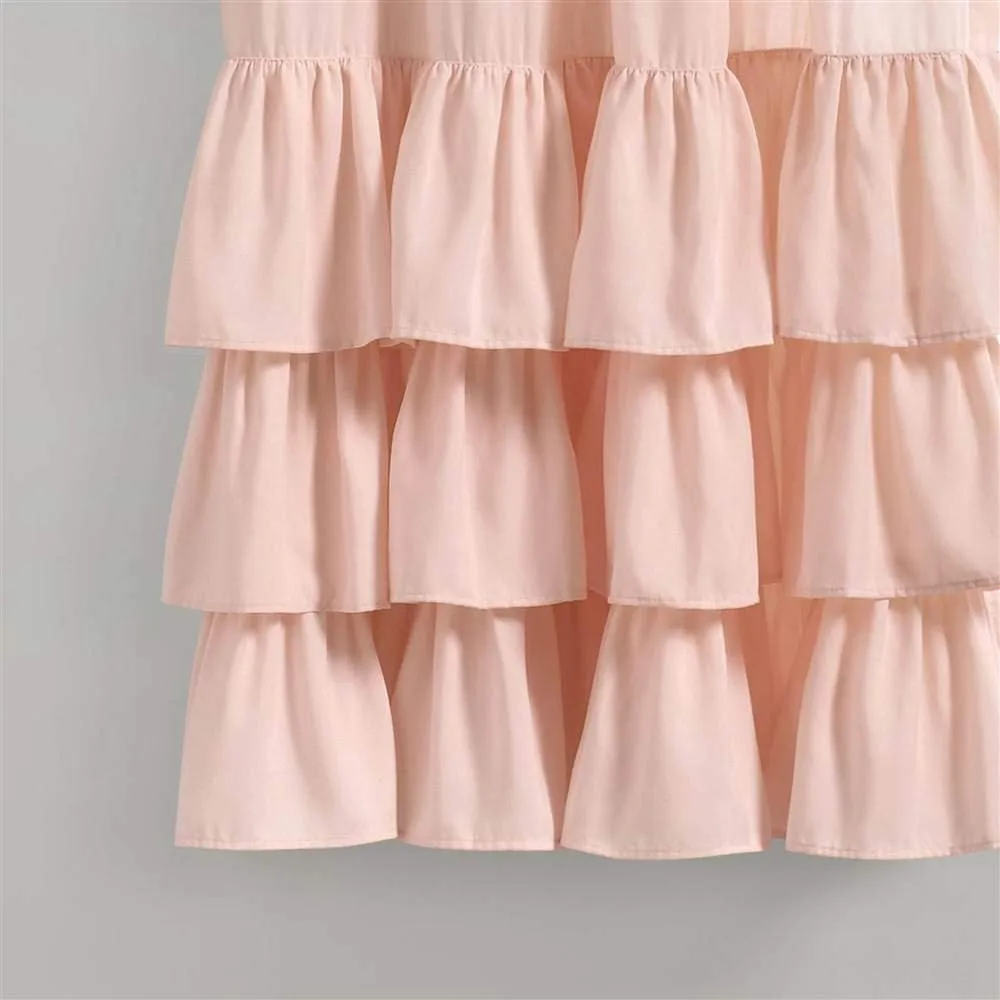 Lush Decor, Blush Allison Ruffle Curtains Window Panel Set for Living, Dining Room, Bedroom (Pair), 63" x 40" (16T004557)