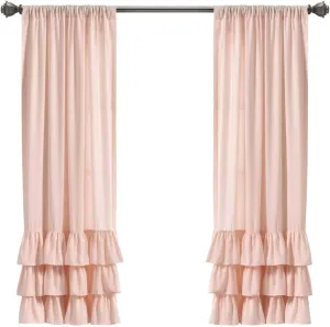 Lush Decor, Blush Allison Ruffle Curtains Window Panel Set for Living, Dining Room, Bedroom (Pair), 63" x 40" (16T004557)