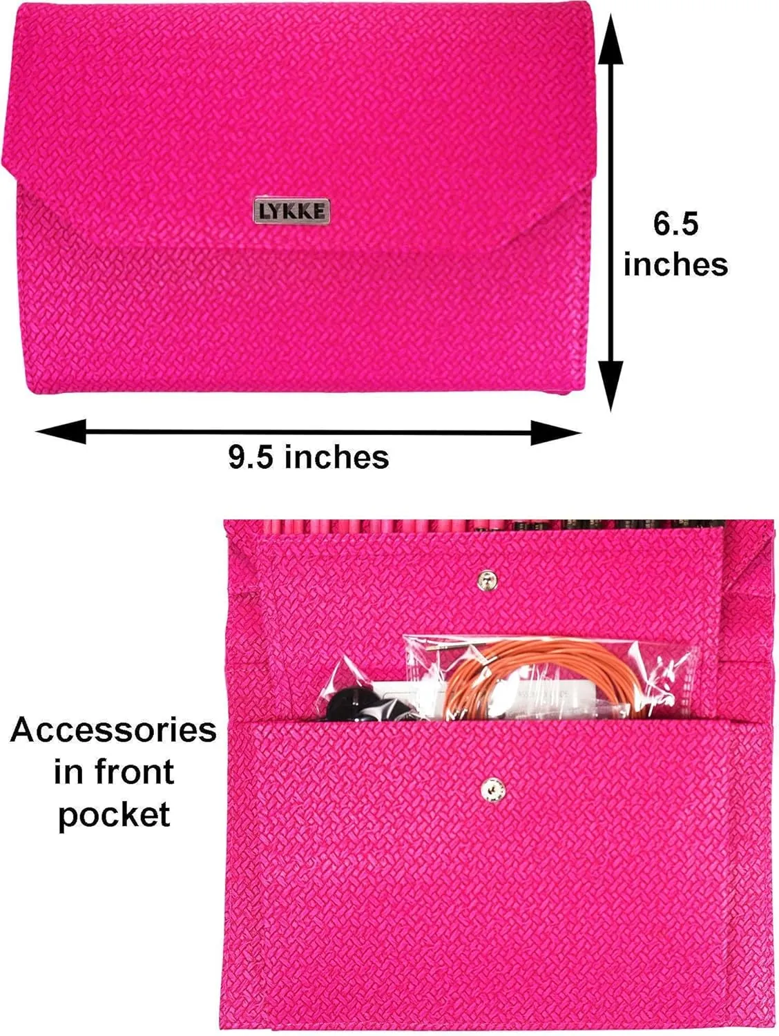 Lykke Blush 5-Inch (13cm) Interchangeable Circular Knitting Needle Set Birchwood US 4, 5, 6, 7, 8, 9, 10, 10.5, 11, 13, 15 & 17 with Magenta Basketweave Case with Project Bag