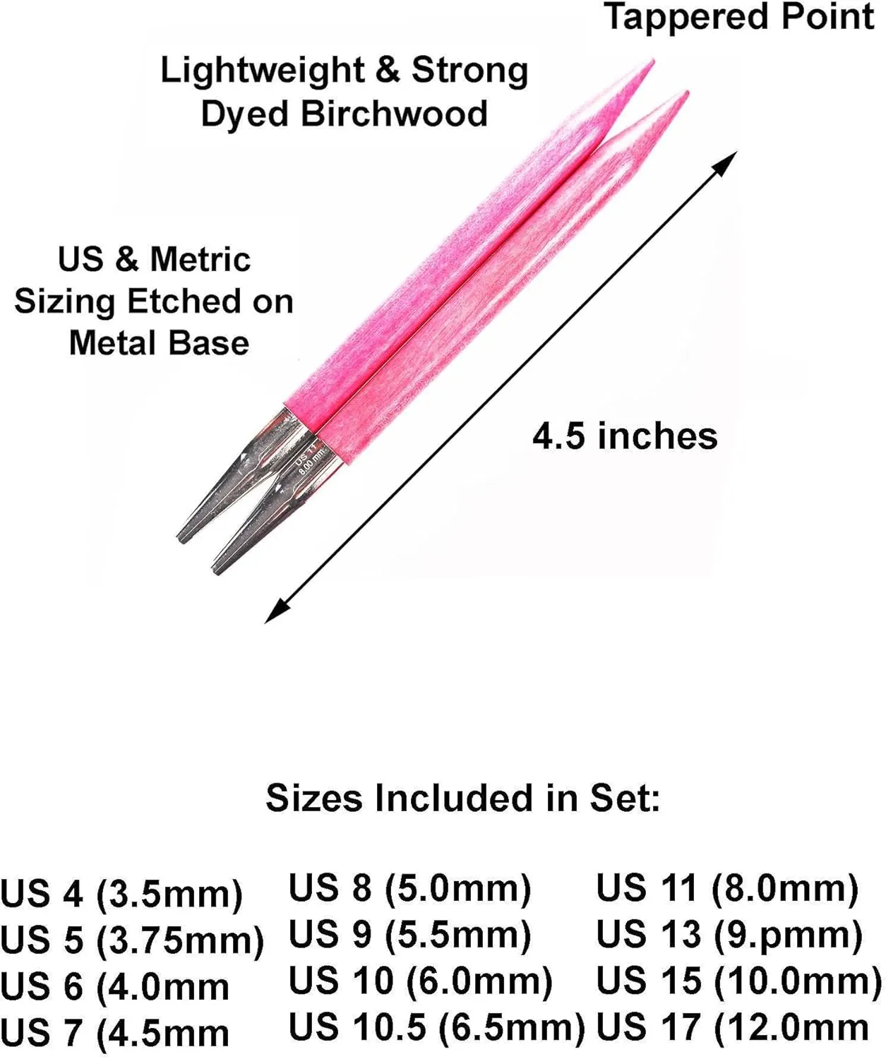Lykke Blush 5-Inch (13cm) Interchangeable Circular Knitting Needle Set Birchwood US 4, 5, 6, 7, 8, 9, 10, 10.5, 11, 13, 15 & 17 with Magenta Basketweave Case with Project Bag