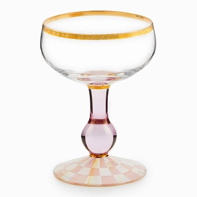 Mackenzie-Childs Rosy Check Coupe Glass