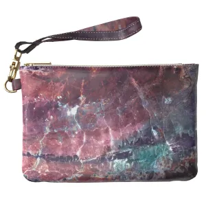 Makeup Bag 9.5 x 6 inch Cosmetic Galaxy Mountain Stone Glam Print PU Leather Toiletry Zipper Travel Case Strap Accessories Purse Pouch Portable Organizer Design Storage Granite Pattern Marble