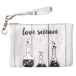 Makeup Bag 9.5 x 6 inch Natural Science Cosmetic Purse Pouch White Storage Wood Glam Print PU Leather Toiletry Zipper Travel Case Portable Organizer Design Black Quote Fancy Strap Accessories
