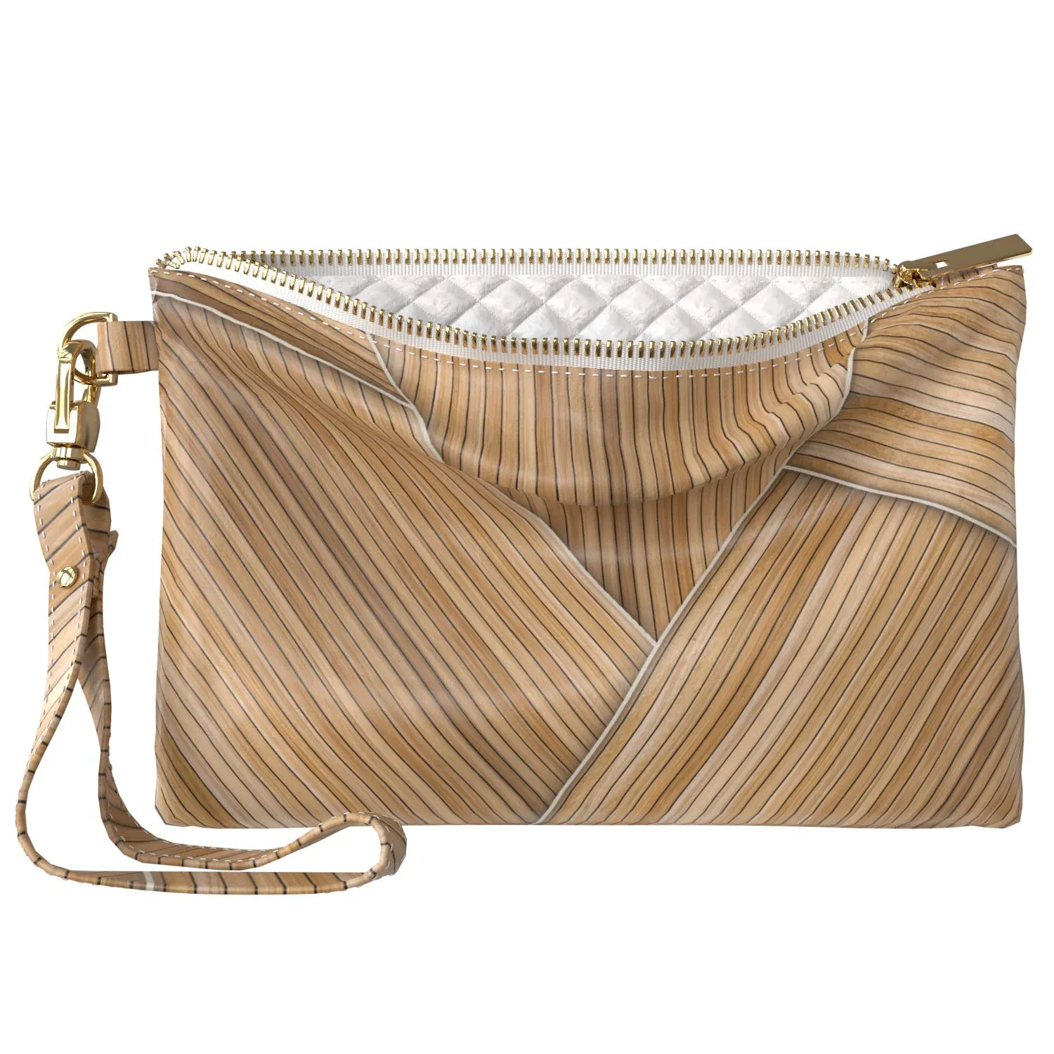 Makeup Bag 9.5 x 6 inch Purse Pouch Wood Storage Especial New Cosmetic Beautiful Strap Accessories Elegant Portable Organizer Design Print PU Leather Toiletry Zipper Travel Case Nature Texture
