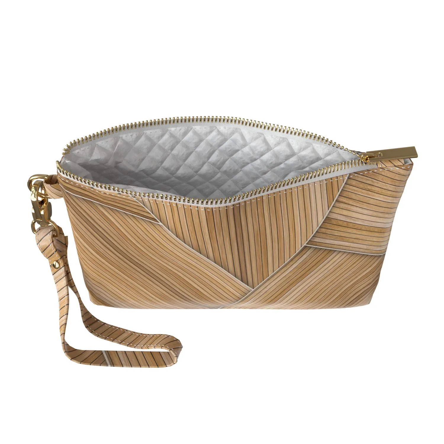 Makeup Bag 9.5 x 6 inch Purse Pouch Wood Storage Especial New Cosmetic Beautiful Strap Accessories Elegant Portable Organizer Design Print PU Leather Toiletry Zipper Travel Case Nature Texture