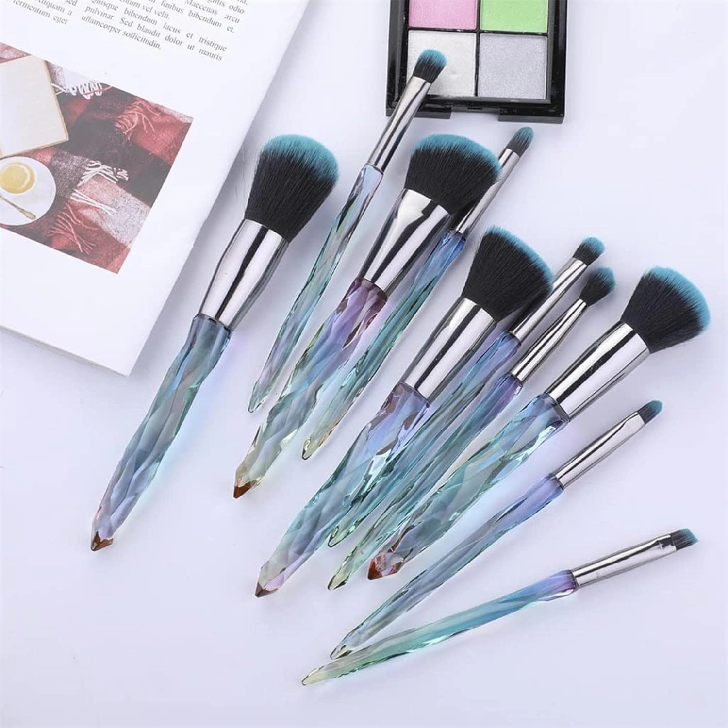 Makeup Brush 10 Pieces Professional Makeup Brush Set Cosmetics Blush Foundation Brush Eye Shadow Lip Brow Makeup Brush Set(A,Suit)