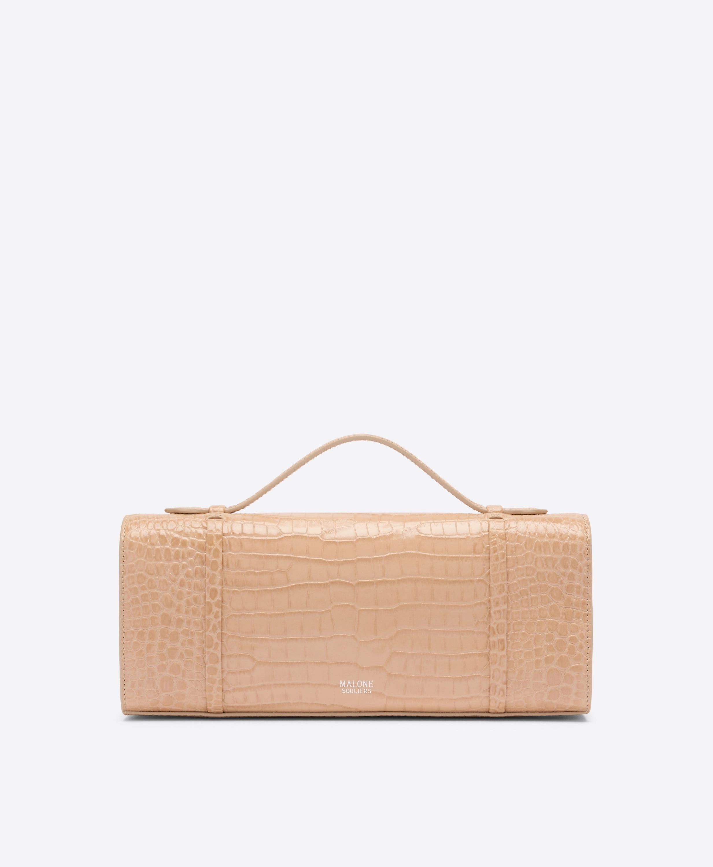May Buff Embossed Leather Clutch Bag
