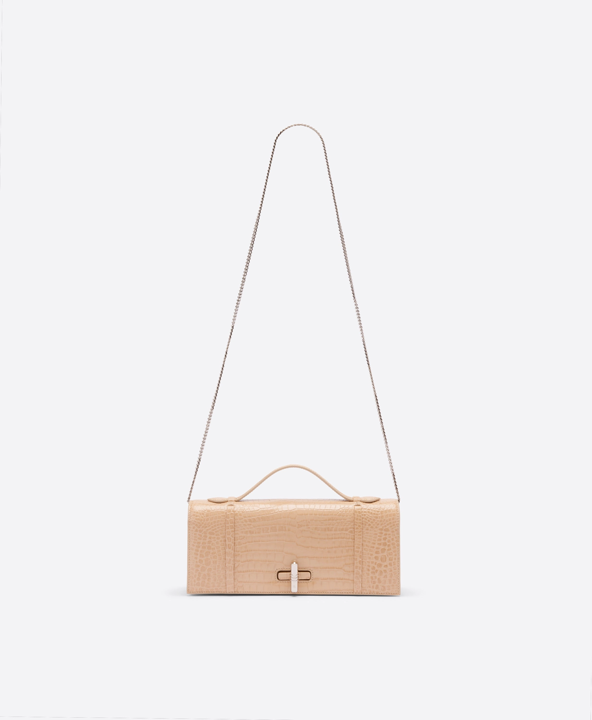 May Buff Embossed Leather Clutch Bag