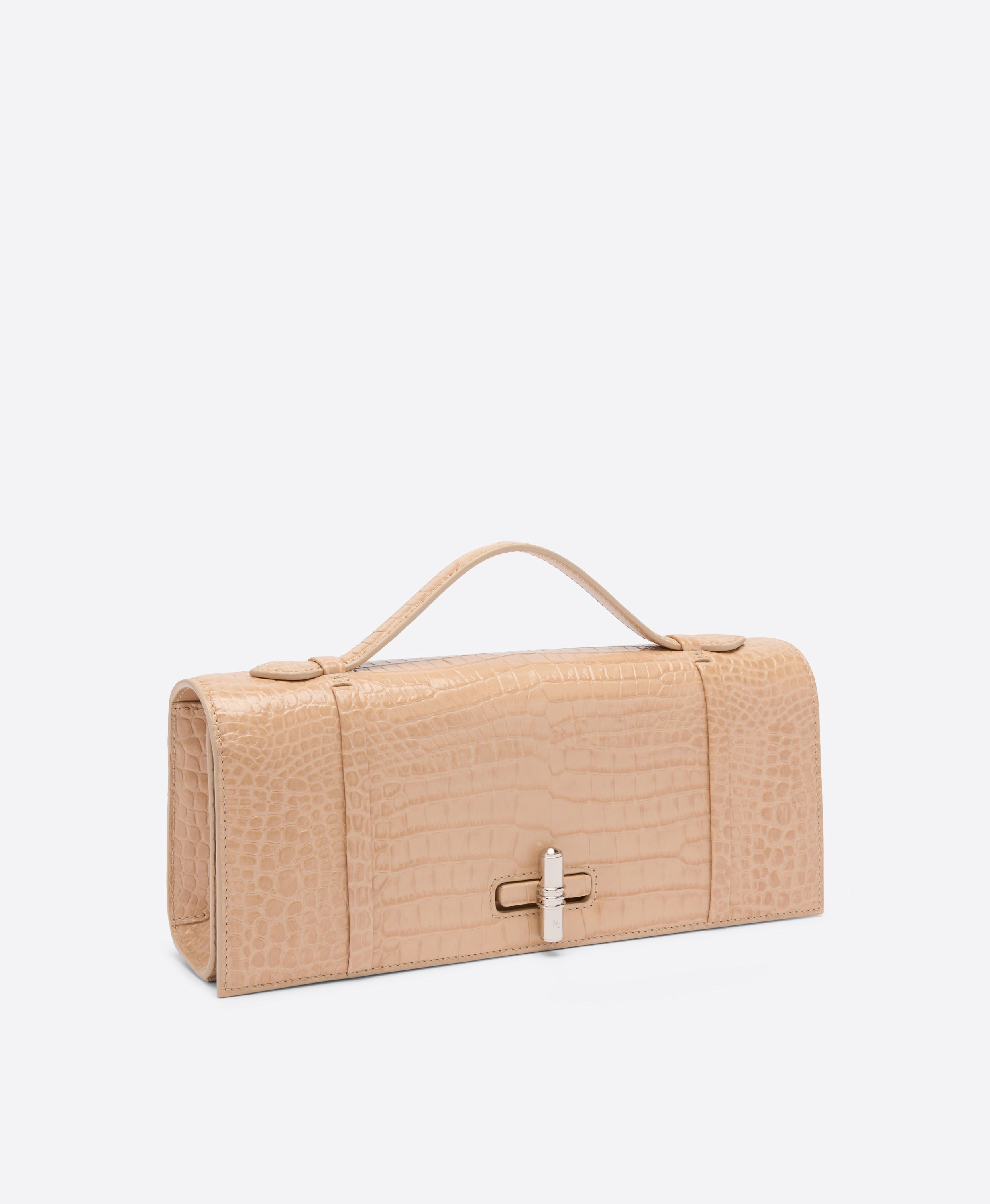 May Buff Embossed Leather Clutch Bag
