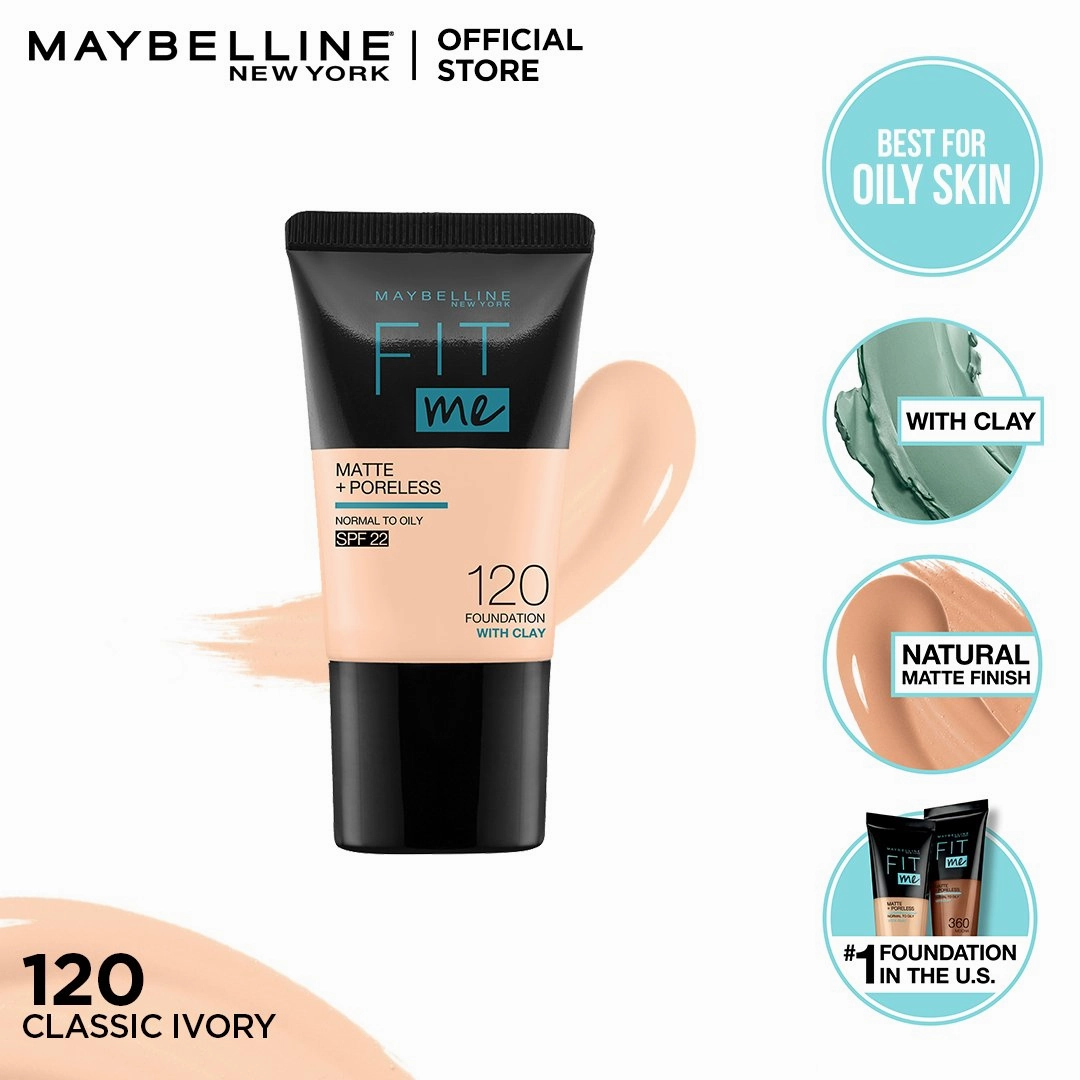 Maybelline New York Fit Me Matte & Poreless Liquid Foundation 18Ml Mini Tube - 120 Classic Ivory - For Normal To Oily Skin