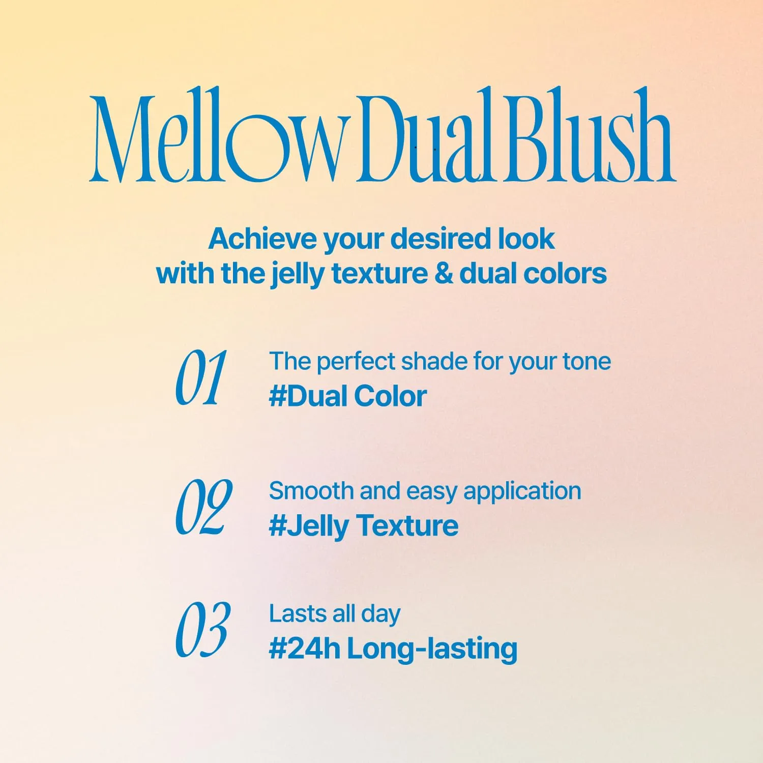 Mellow Dual Blush | PK02 Fall In Highkey | Dual Color, Jelly Texture, 12 Colors, Longwear, Long-lasting | 7.2g