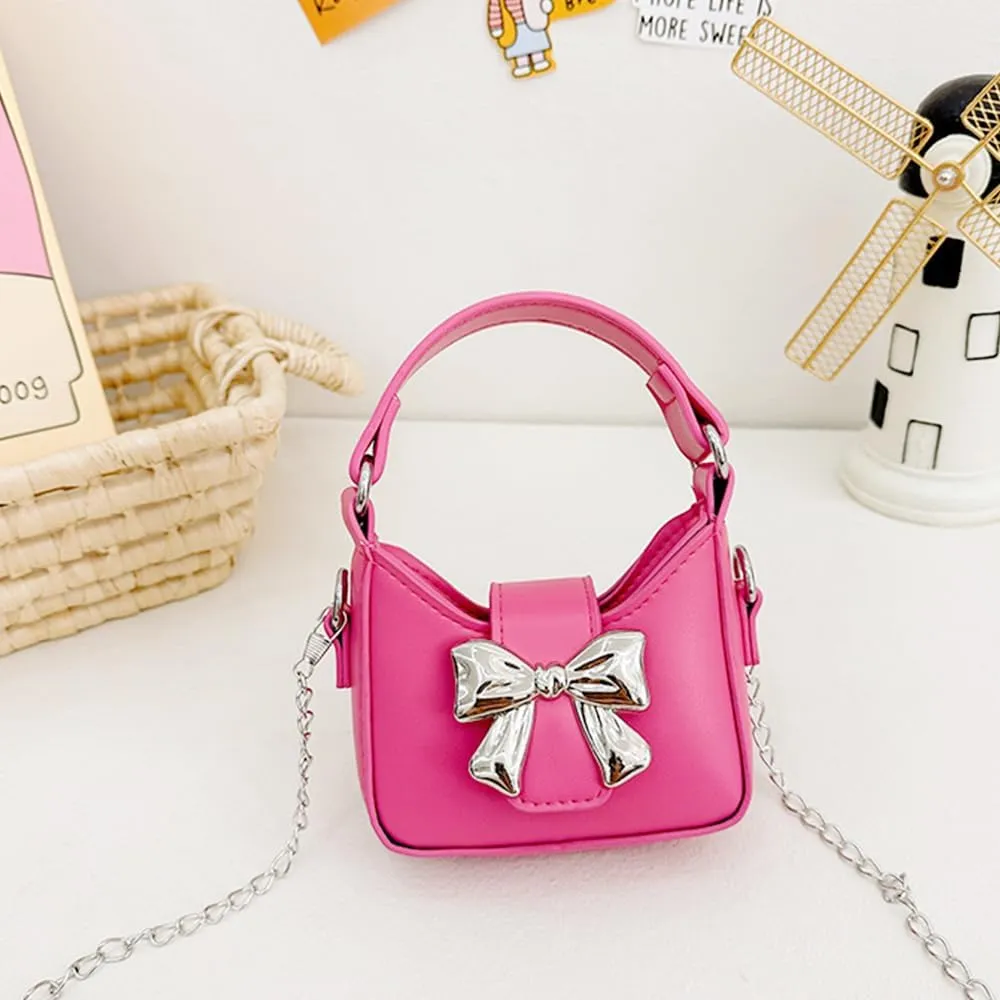 Mini Crossbody Purse, Bow Magnetic Buckle Handbag Shoulder Bag Great Gift Idea for Little Girls