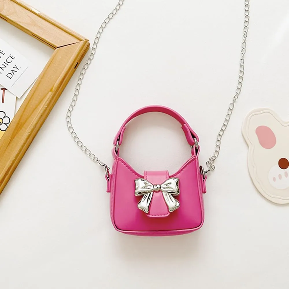 Mini Crossbody Purse, Bow Magnetic Buckle Handbag Shoulder Bag Great Gift Idea for Little Girls