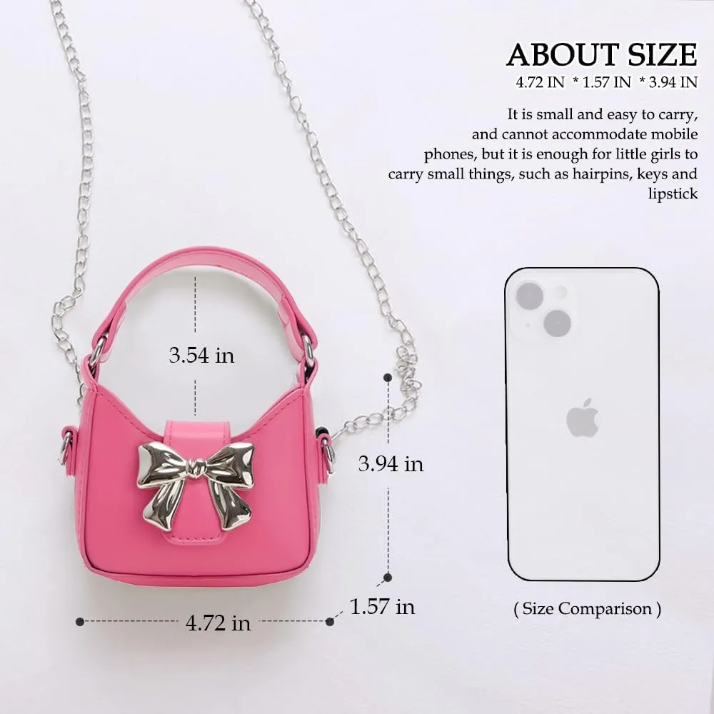 Mini Crossbody Purse, Bow Magnetic Buckle Handbag Shoulder Bag Great Gift Idea for Little Girls