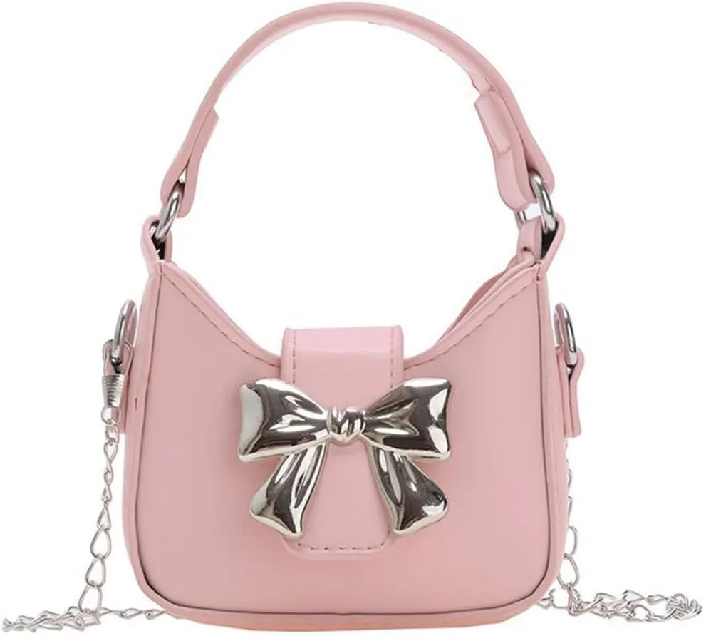 Mini Crossbody Purse, Bow Magnetic Buckle Handbag Shoulder Bag Great Gift Idea for Little Girls