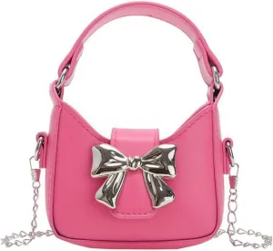 Mini Crossbody Purse, Bow Magnetic Buckle Handbag Shoulder Bag Great Gift Idea for Little Girls