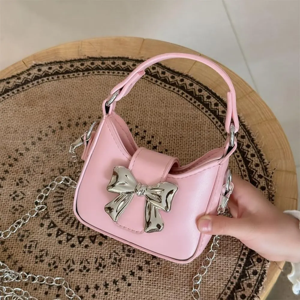 Mini Crossbody Purse, Bow Magnetic Buckle Handbag Shoulder Bag Great Gift Idea for Little Girls