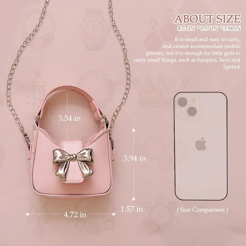 Mini Crossbody Purse, Bow Magnetic Buckle Handbag Shoulder Bag Great Gift Idea for Little Girls